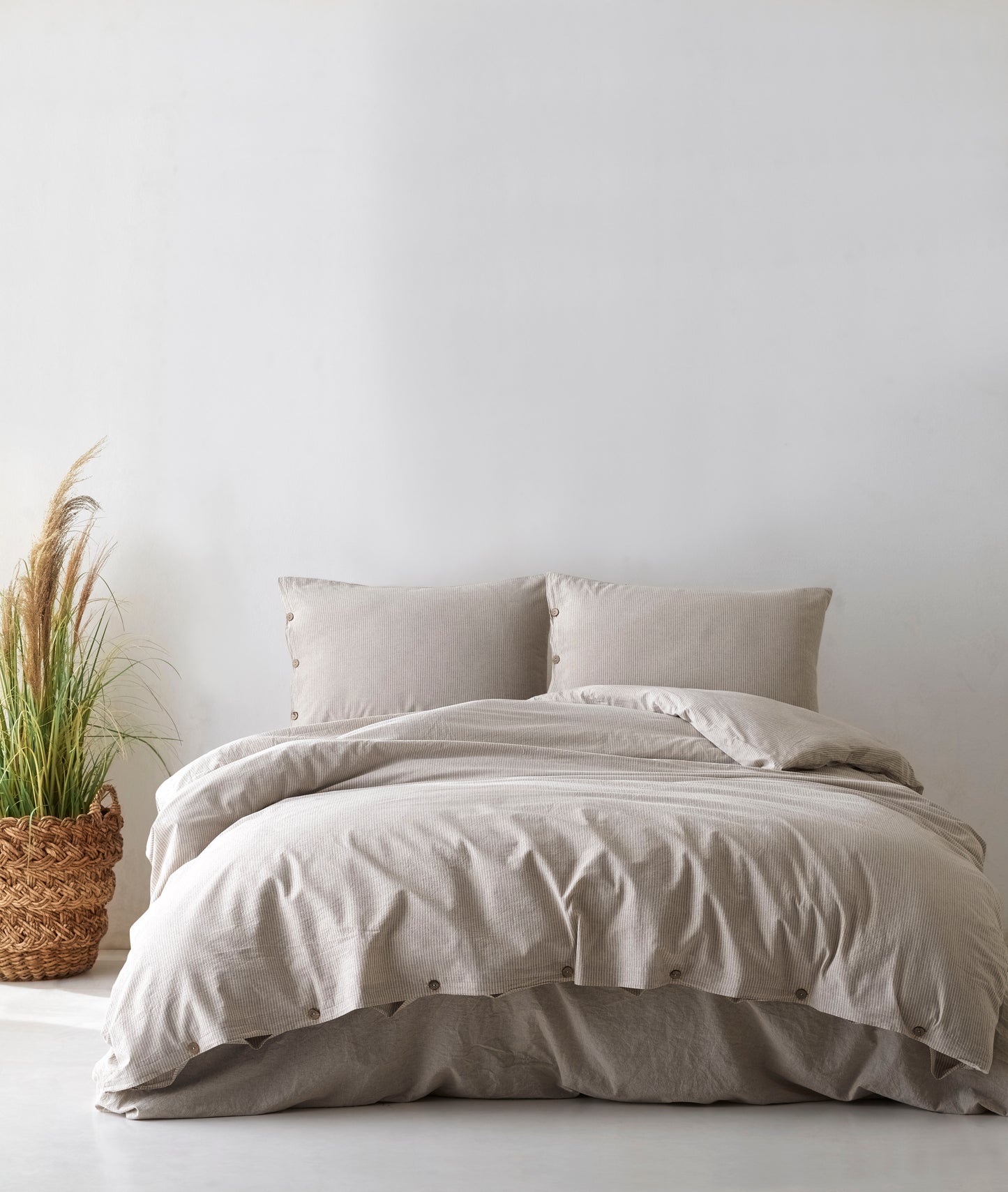 Lilense Clay %100 Cotton Duvet Cover Set SHIRT BROWN