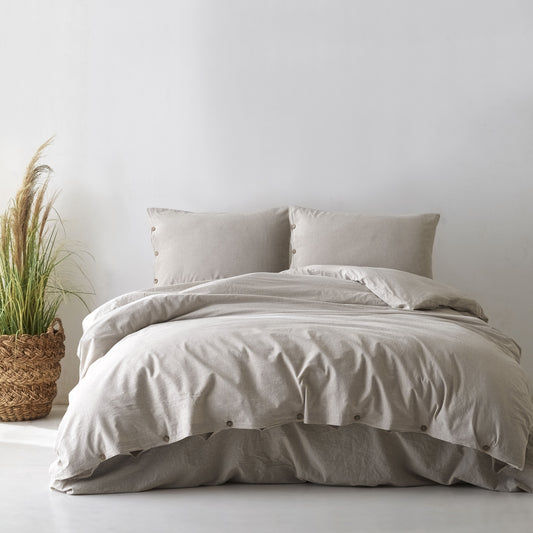 Lilense 100% Cotton Duvet Cover Set Brown