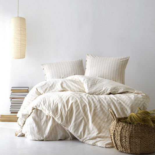 Lilense 100% Cotton Duvet Cover Set Cream