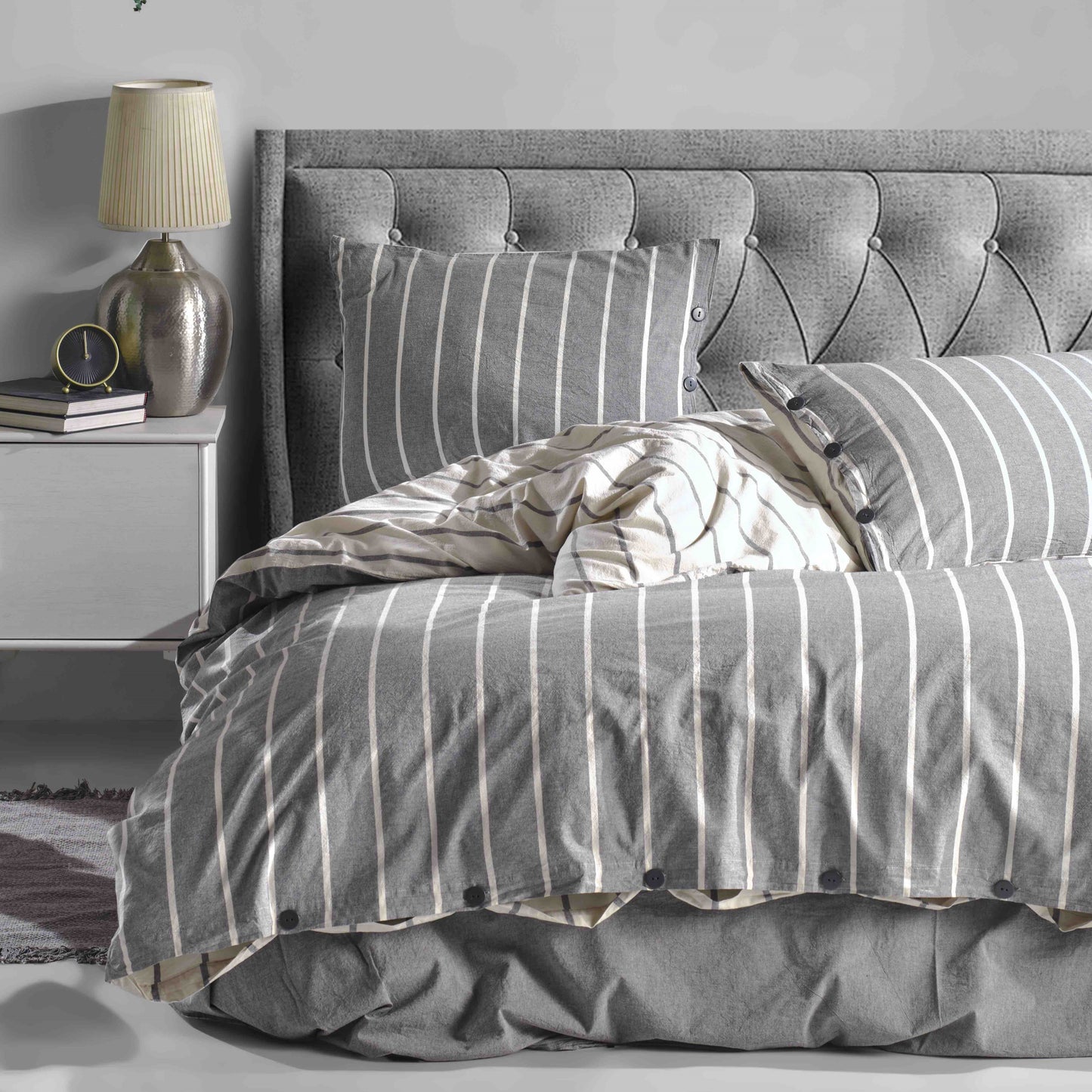 Lilense 100% Cotton Duvet Cover Set Reversible