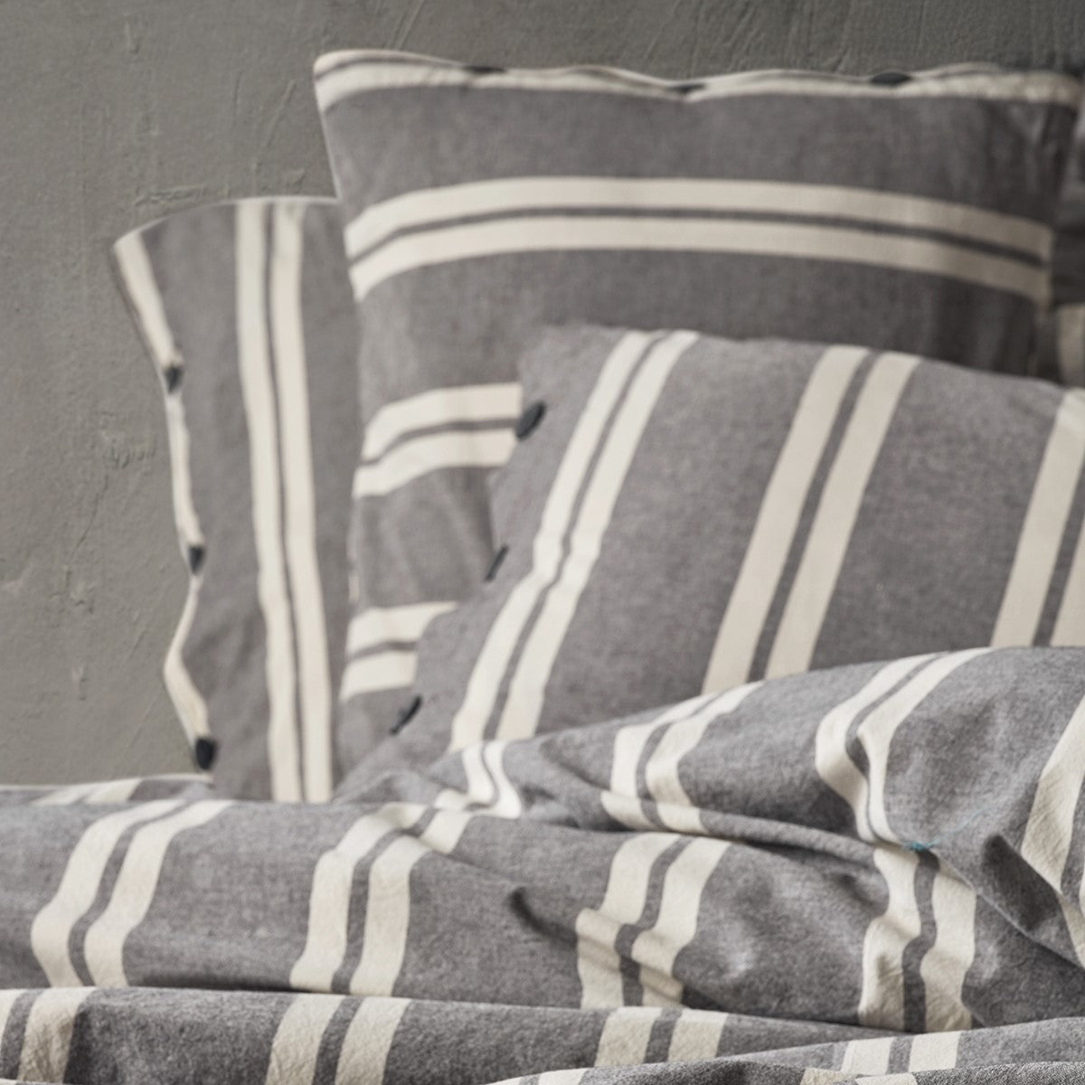 Lilense 100% Cotton Duvet Cover Set Gray White