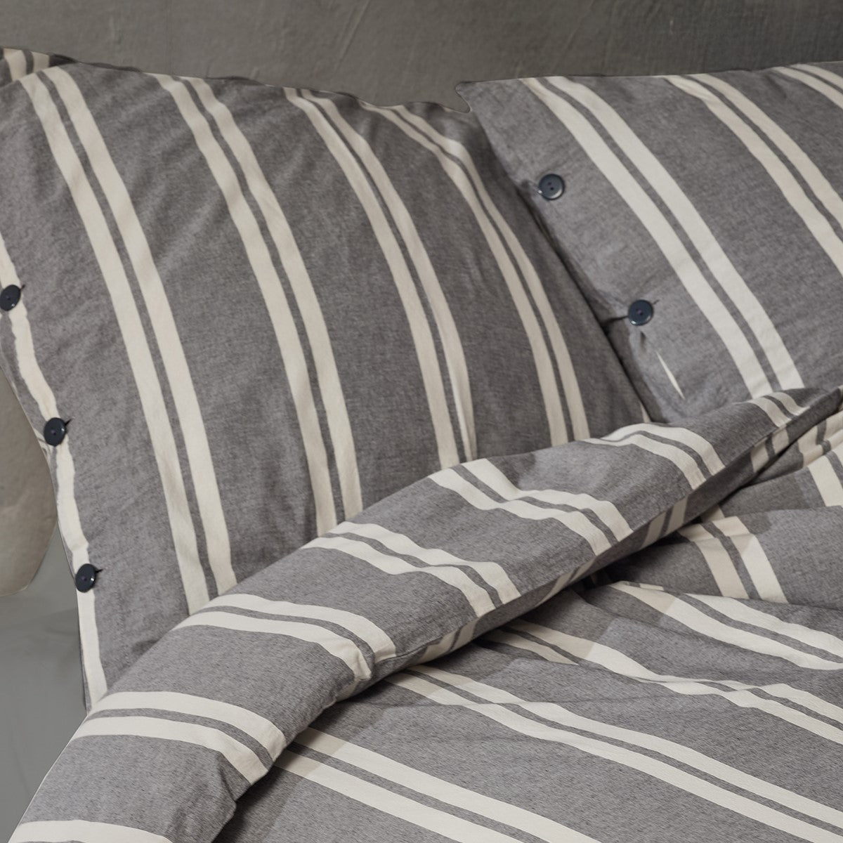 Lilense 100% Cotton Duvet Cover Set Gray White