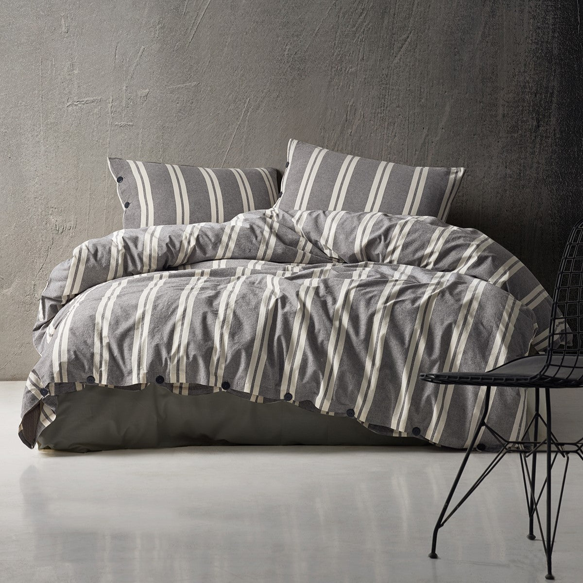 Lilense 100% Cotton Duvet Cover Set Gray White