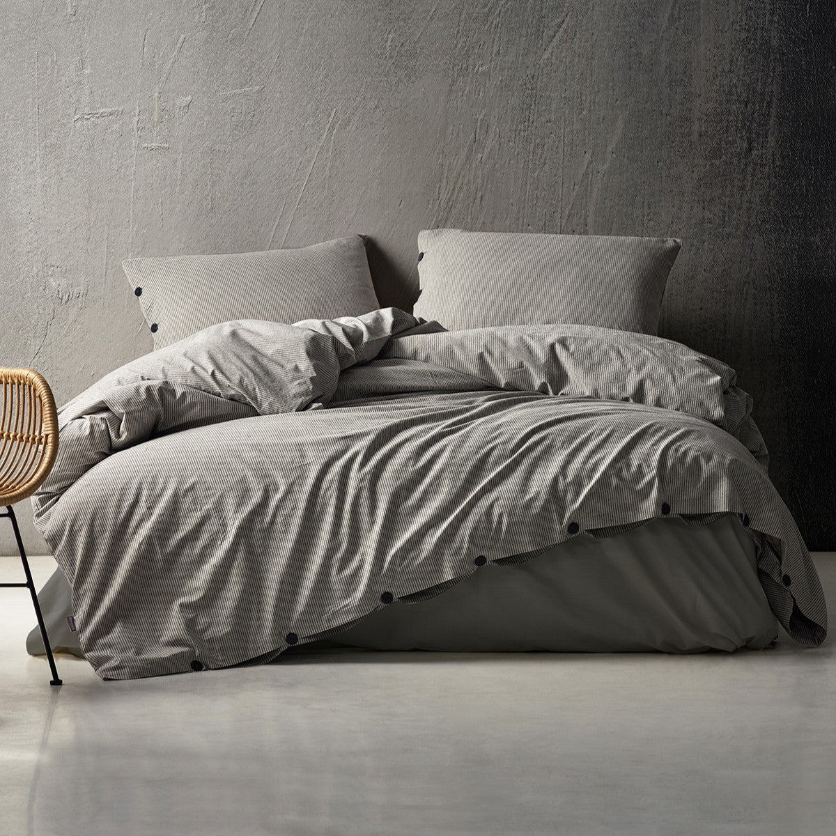 Lilense 100% Cotton Duvet Cover Set Anthracite