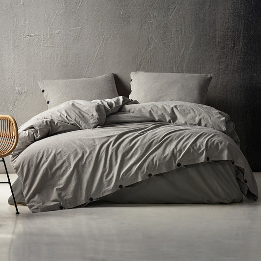 Lilense 100% Cotton Duvet Cover Set Anthracite