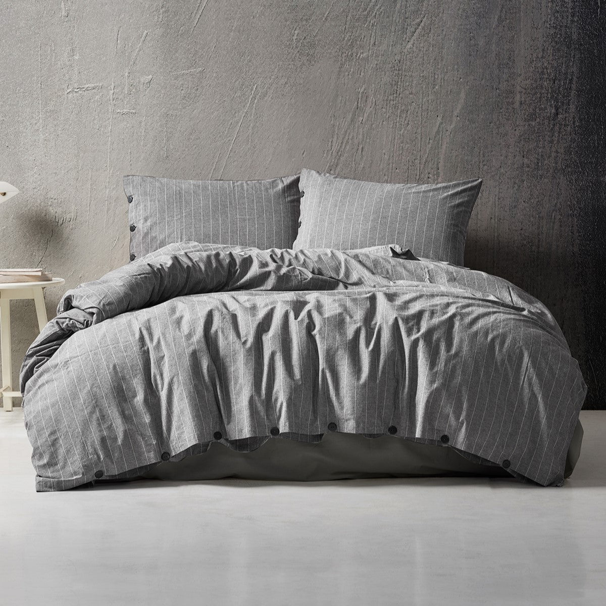 Lilense 100% Cotton Duvet Cover Set Gray